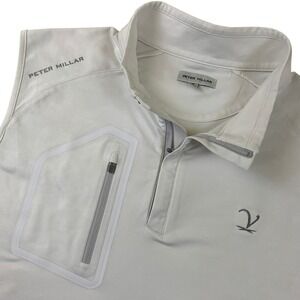 Peter Millar Crown Sport Quarter Zip Golf Vest Mens M White Performance